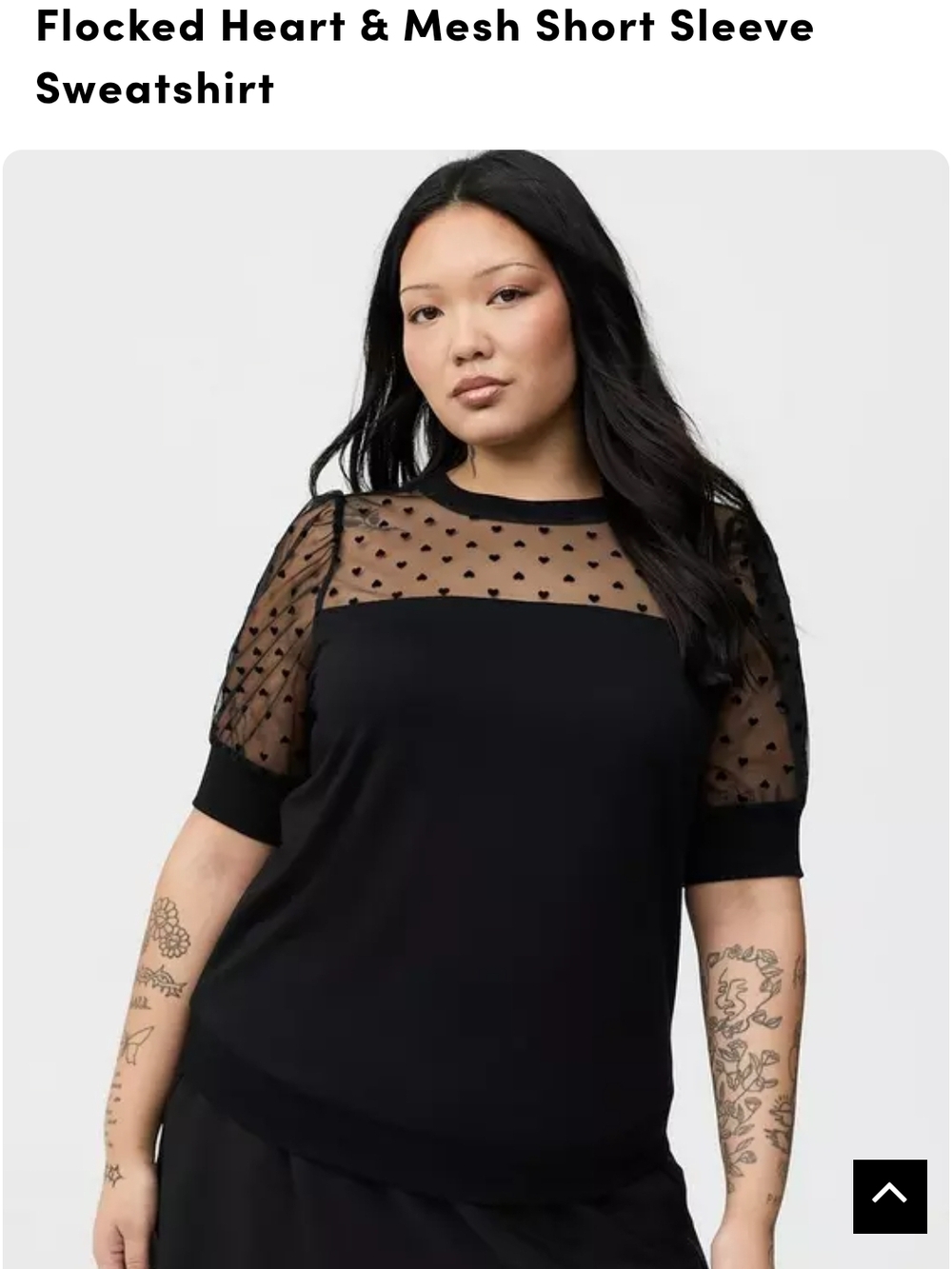 Torrid Flocked Heart Mesh Short Sleeve Sweatshirt Style Top